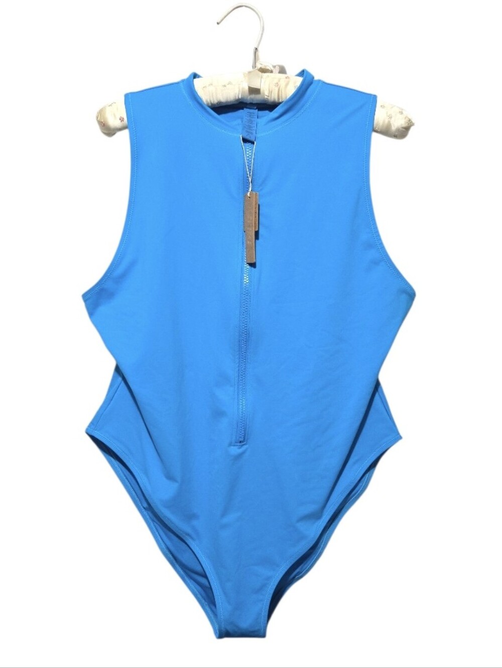 NWT SKIMS Seamless Sculpt Zip Front Mock Neck One Piece Swimsuit Turquoise 3X